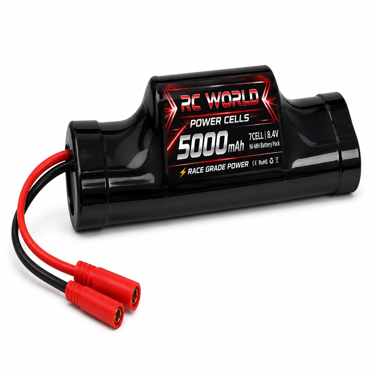 RC World 8.4v BATTERY HUMP 5000MAH NI-MH Power Cells W/ BANANA REDCAT PLUG