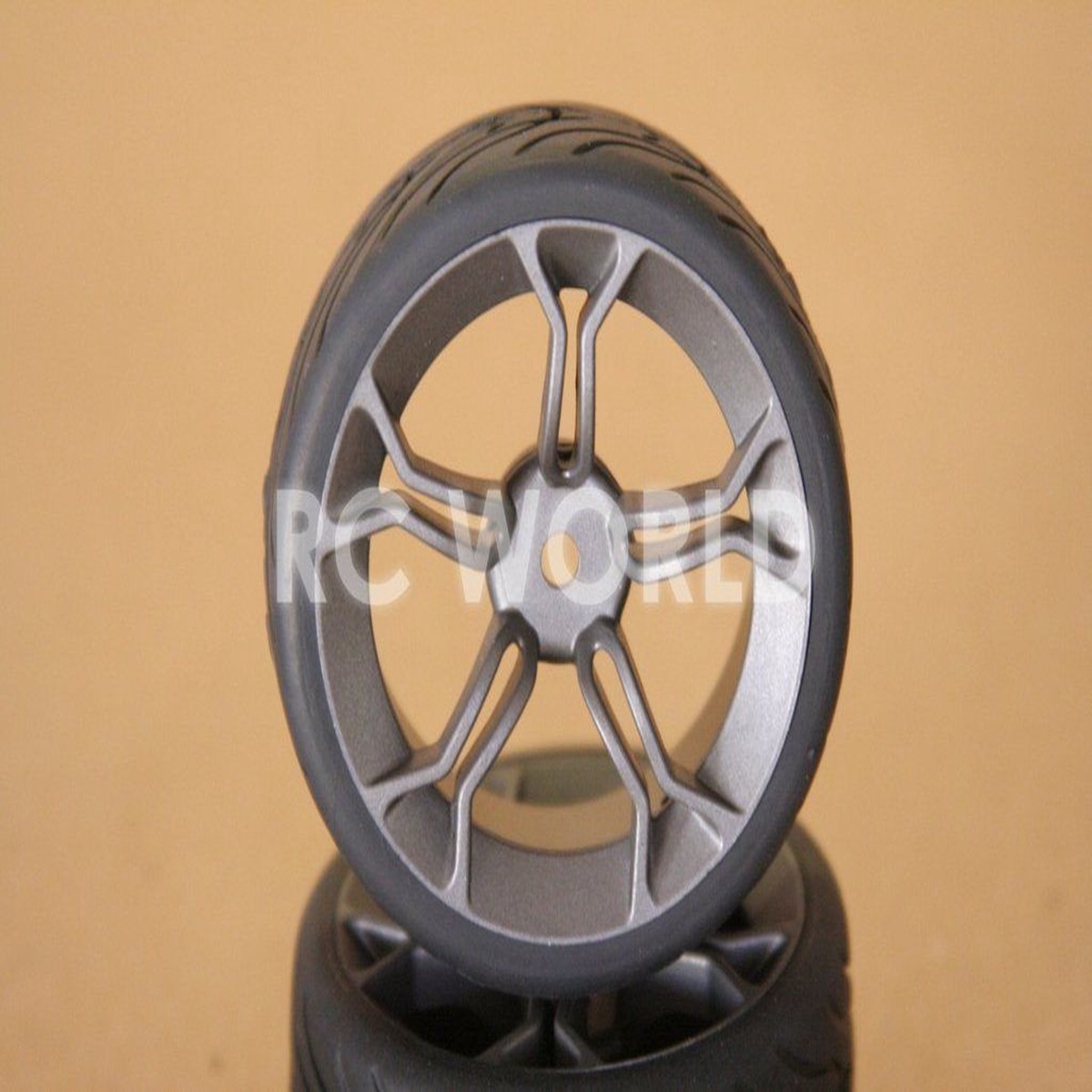 RC 1/10 CAR TIRES WHEELS RIMS SEMI- SLICKS KYOSHO TAMIYA HPI MATTE GUN METAL #2