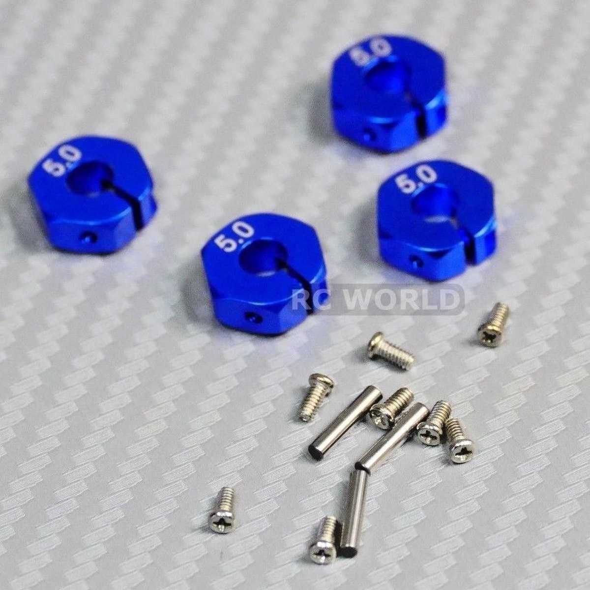 1/10 Anodized Aluminum 5MM WHEEL Spacer 12MM HUB -4 pcs- Blue