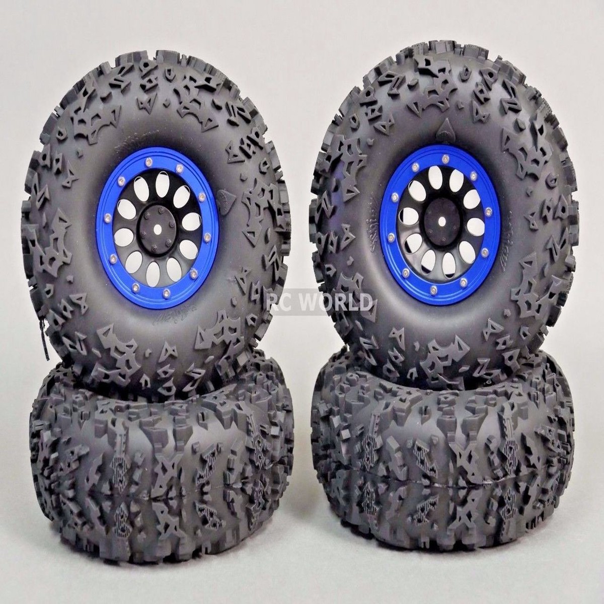 For Traxxas TRX-4 Rock CRAWLER Beadlock Wheels & TIres 140mm -Set Of 4- BLUE