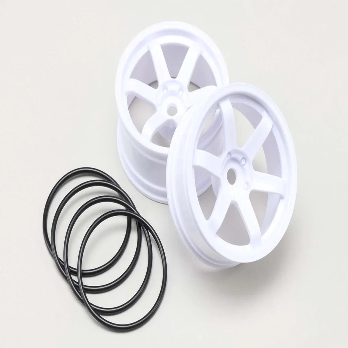 Yokomo 1/10 WHEELS 6 SPOKE TE37 (2PCS) -WHITE- 7MM Offset #TW-5313W7