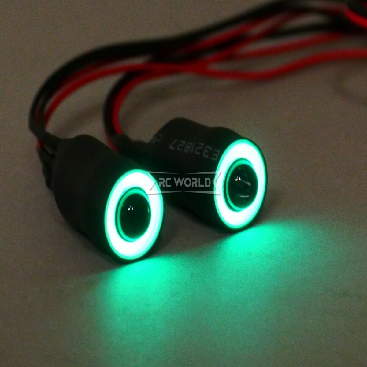 LED Lights GREEN Halo Angel Eyes 13mm Headlights White Center