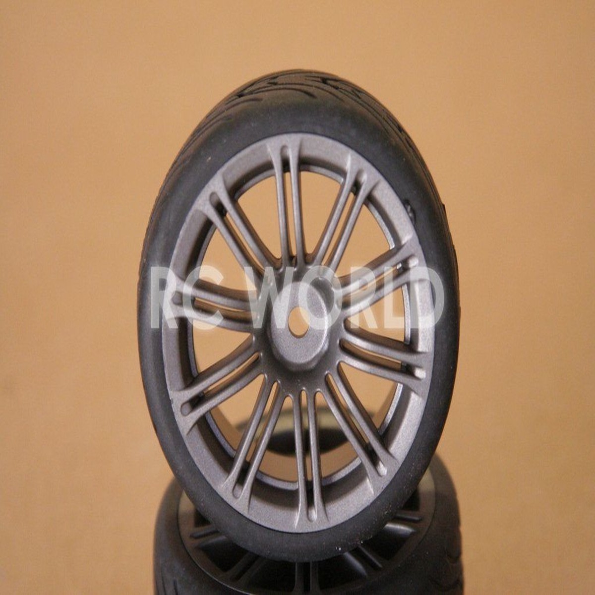 RC 1/10 CAR TIRES WHEELS RIMS SEMI- SLICKS KYOSHO TAMIYA HPI MATTE GUN METAL #1