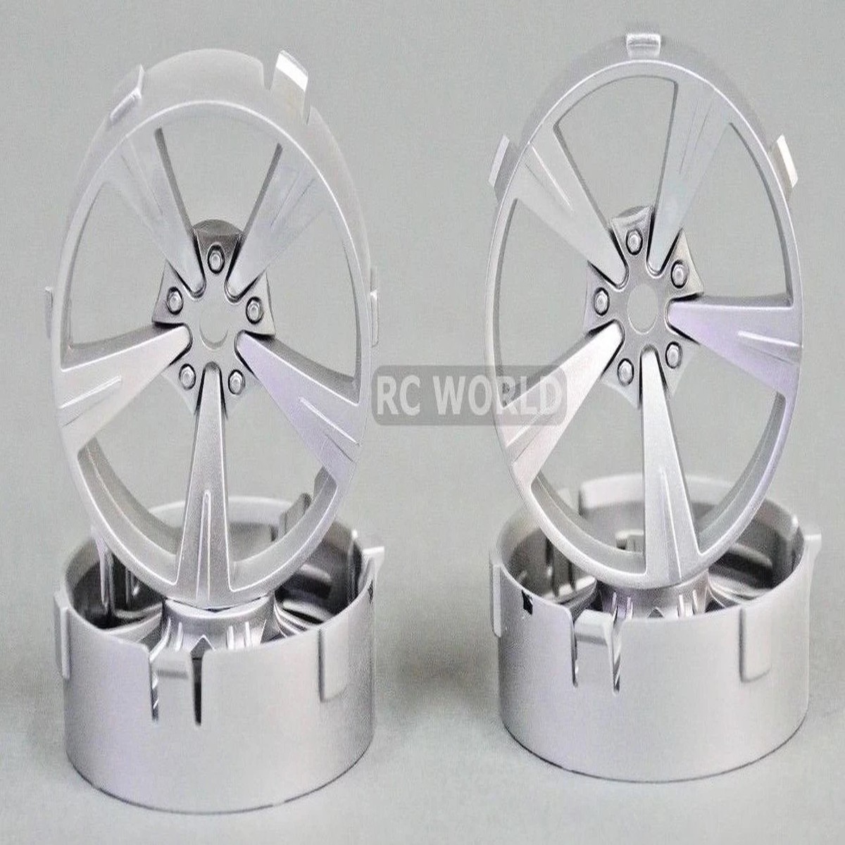 Tetsujin Mandarin RC Car 1/10 Wheels SILVER Adjustable Offset 3-6-9mm -4 RIMS