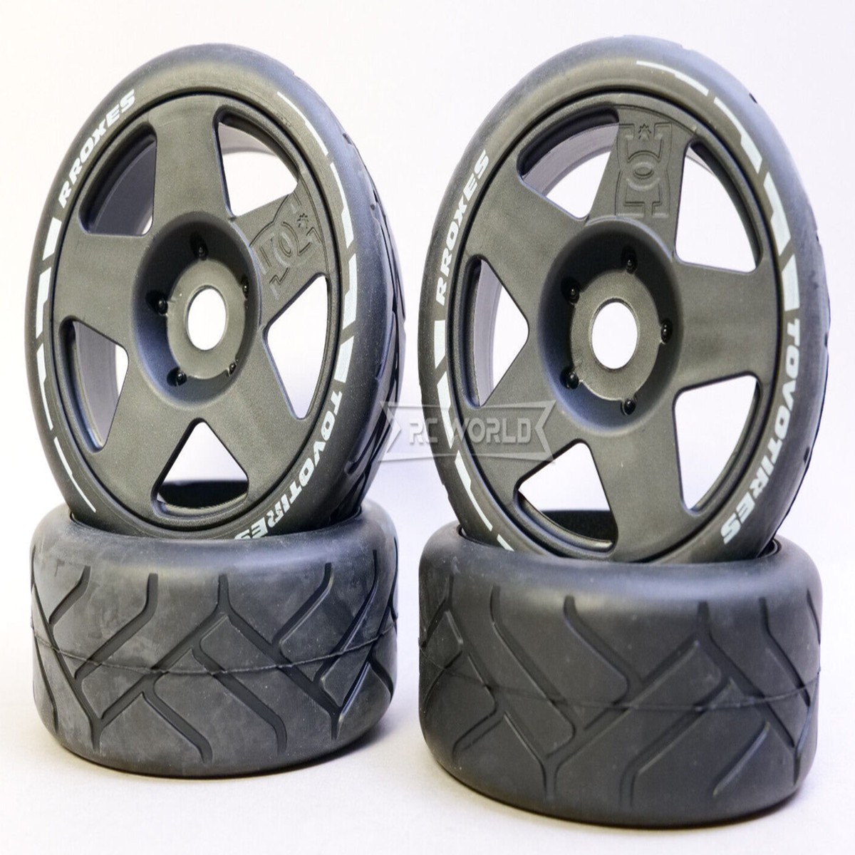 RC 1/8 WHEELS & TIRES Street Tread (4PC) -BLACK -