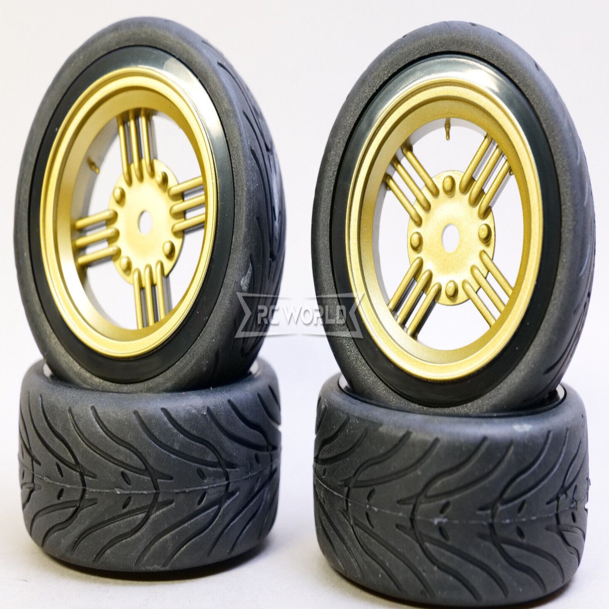 RC Car 1/10 VINTAGE 4 STAR Street Wheels 3MM Offset GOLD *4pcs*