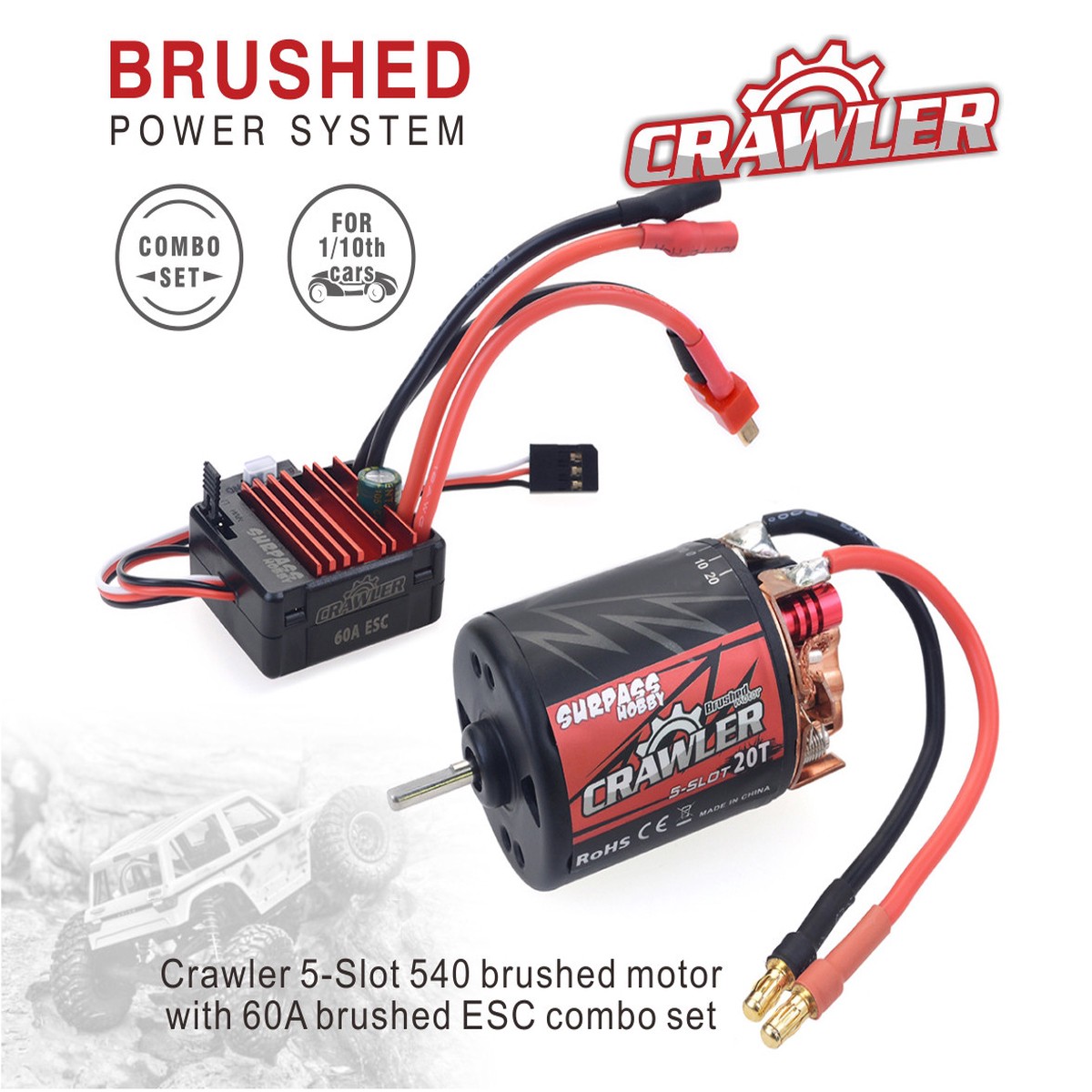 1/10 RC 540 Motor + ESC Package Waterproof 60A For Trucks 13T 5 Pole