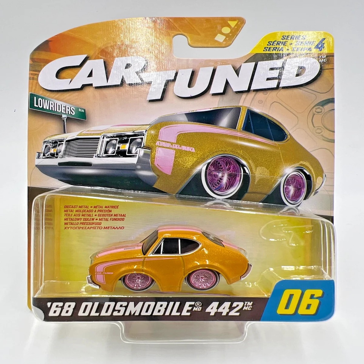 Car Tuned 1/64 1968 OLDSMOBILE 442 Series 4 Diecast Car -GOLD-