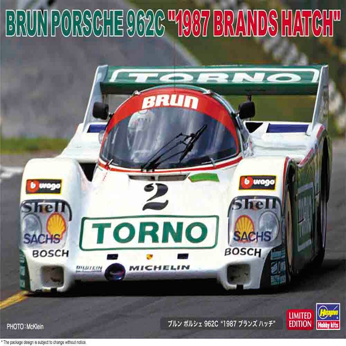 Hasegawa 1/24 Brun Porsche 962C "1987 Brands Hatch" Plastic Model kit