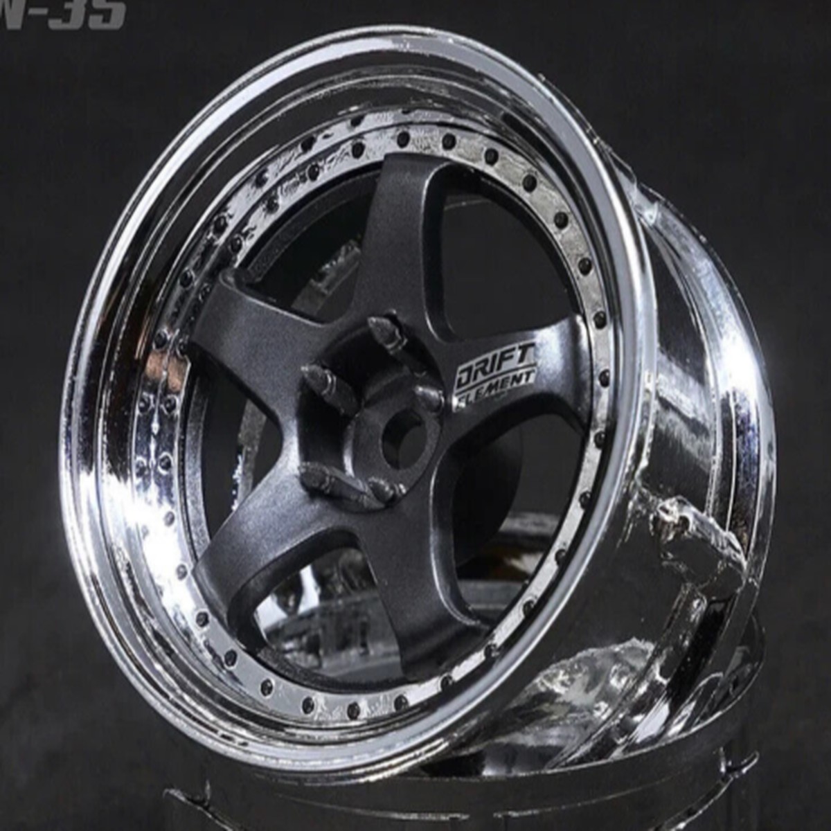 DS Racing 1/10 5 SPOKE RIMS Adjustable Offset GUN / CHROME-2PCS #DE-020