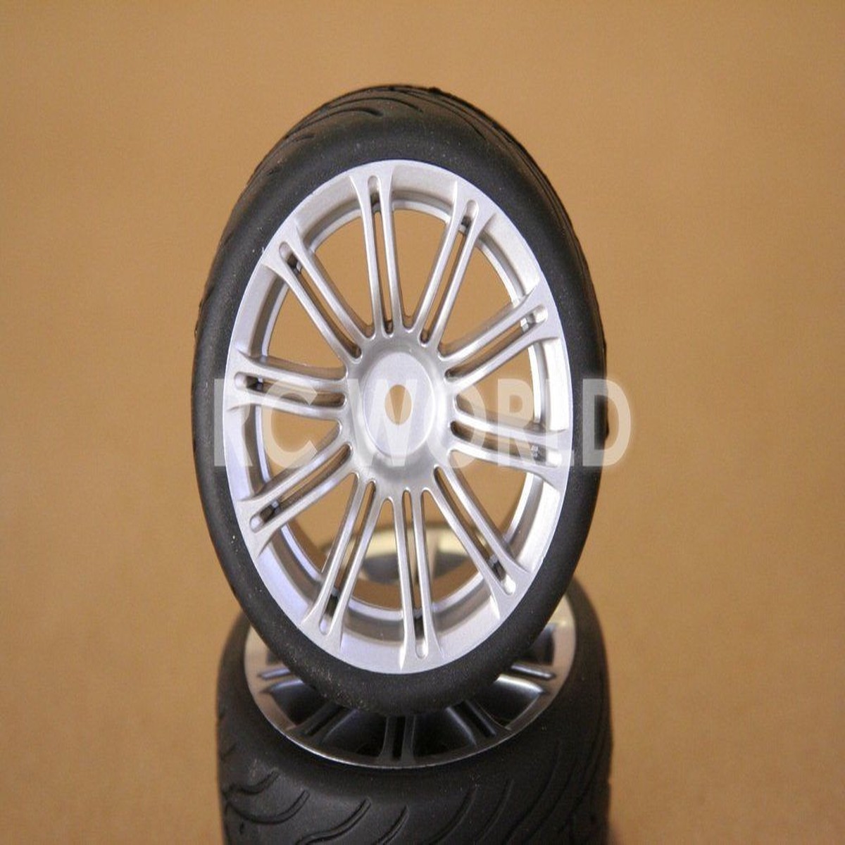 RC 1/10 CAR TIRES WHEELS RIMS SEMI- SLICKS KYOSHO TAMIYA HPI SILVER #2