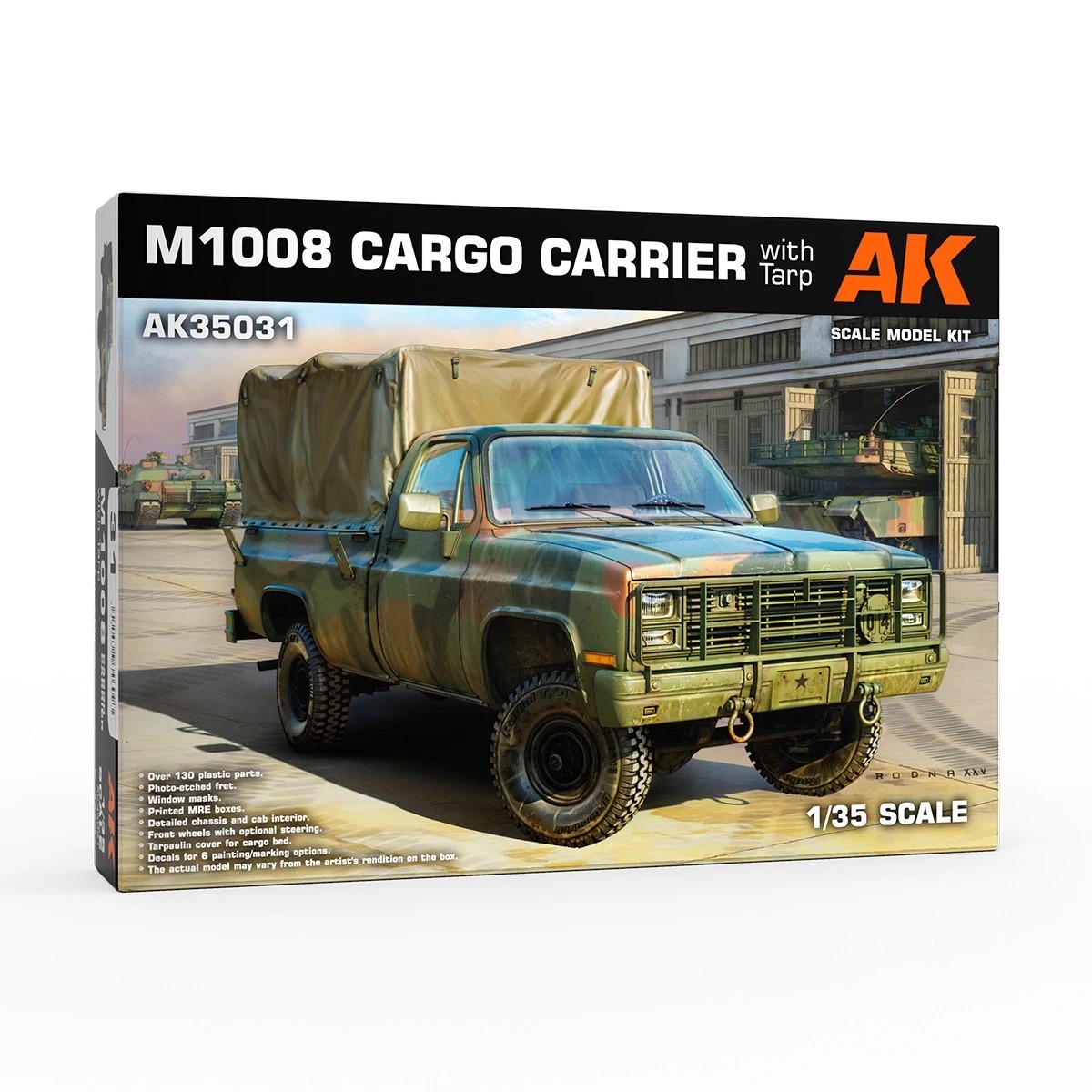 Ak 1/35 CHEVY PICK UP TRUCK w/ Tarp M1008 Troop Carrier Model Kit #AK35031