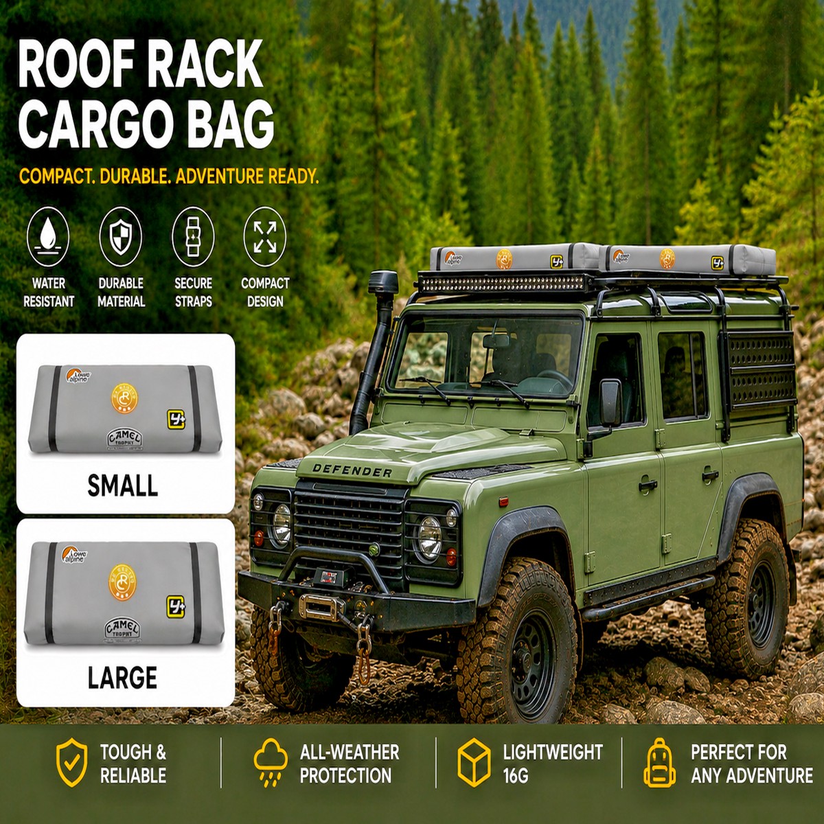 RC 1/10 Scale ROOF RACK Accessories LUGGAGE CARGO BAG *LARGE + SMALL* -GRAY-