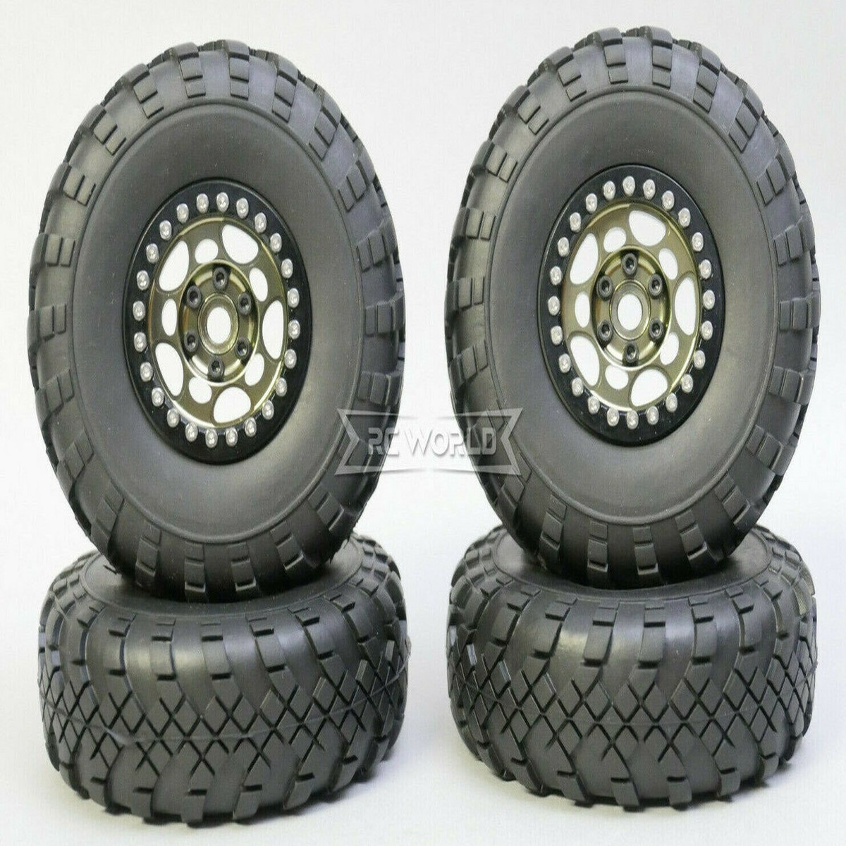 1/10 Metal Truck Wheels 1.9 Beadlock Rims G1 W/ 110mm Street Tire GUN + BLACK