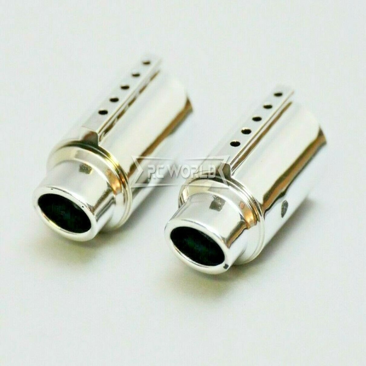1/10 Scale TWIN EXHAUST Set OVAL Muffler For Body Shell CHROME