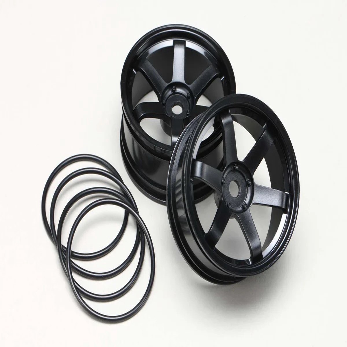 Yokomo 1/10 WHEELS 6 SPOKE TE37 (2PCS) -BLACK- 5MM Offset #TW-5313B5