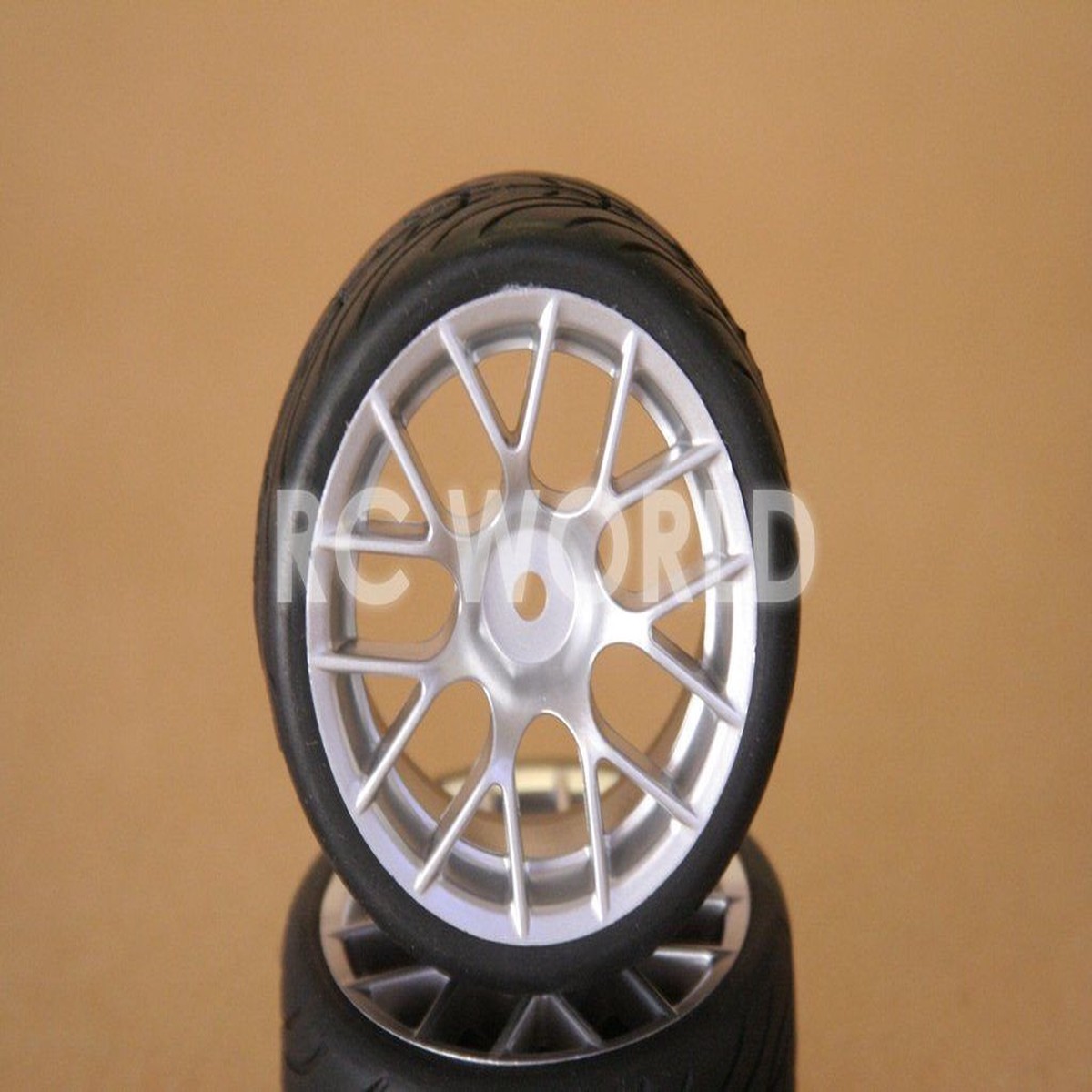 RC 1/10 CAR TIRES WHEELS RIMS SEMI- SLICKS KYOSHO TAMIYA HPI SILVER #4