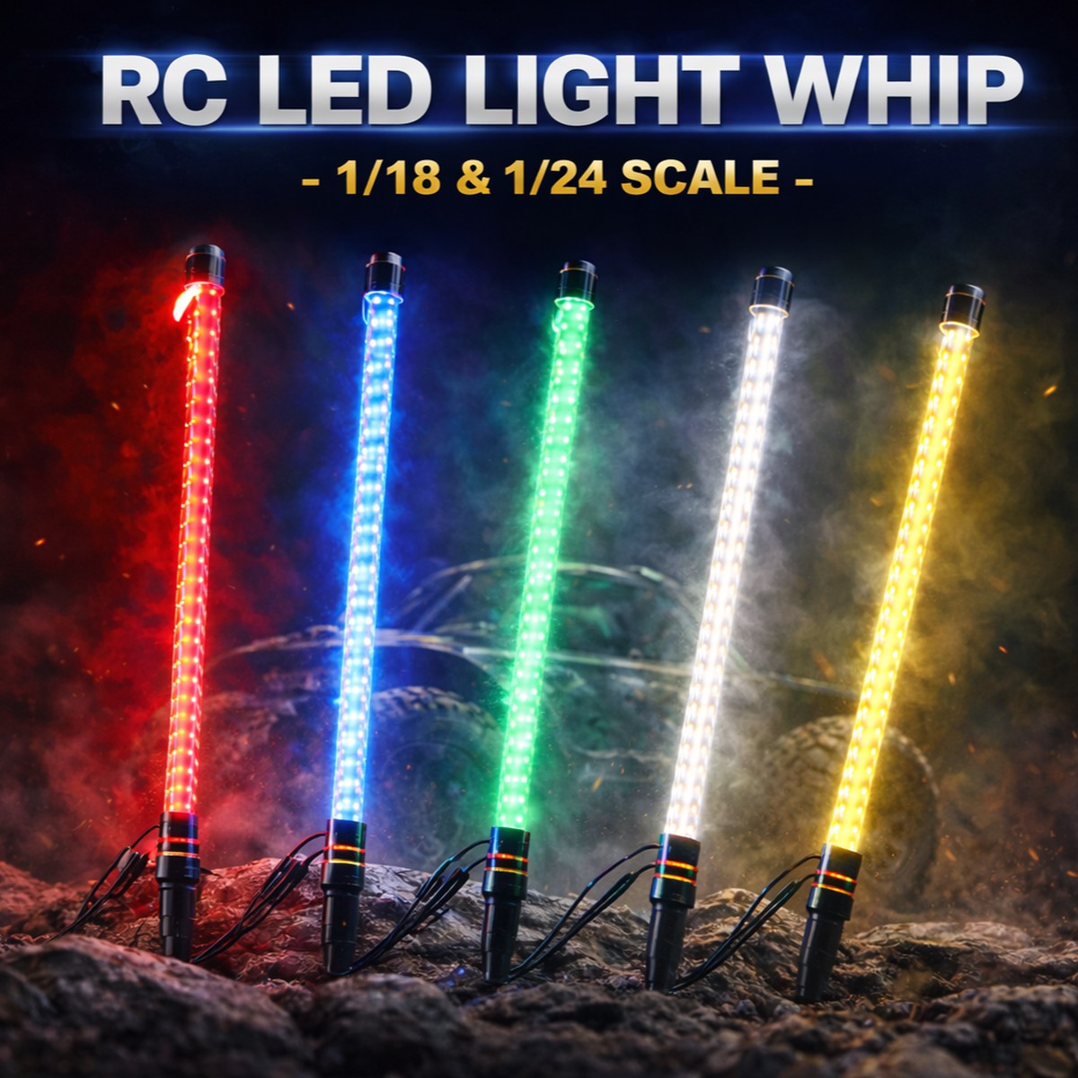RC 1/10 LED Whip LIGHT Flexible Antenna -BLUE-