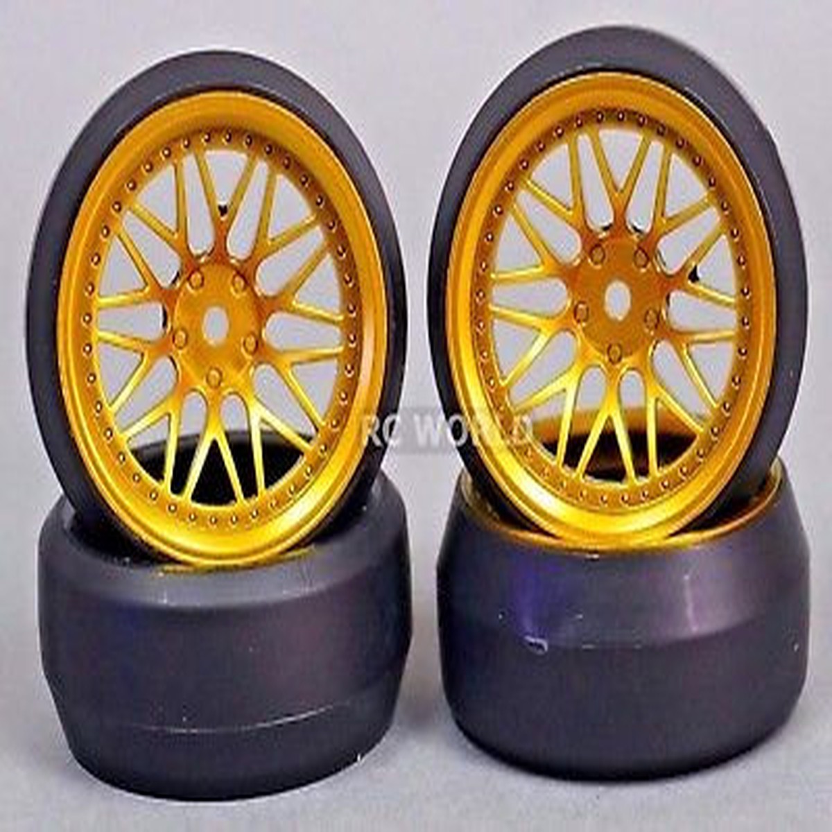 RC 1/10 DRIFT WHEELS Package 0 Degree 9MM Offset 3 PIECE GOLD