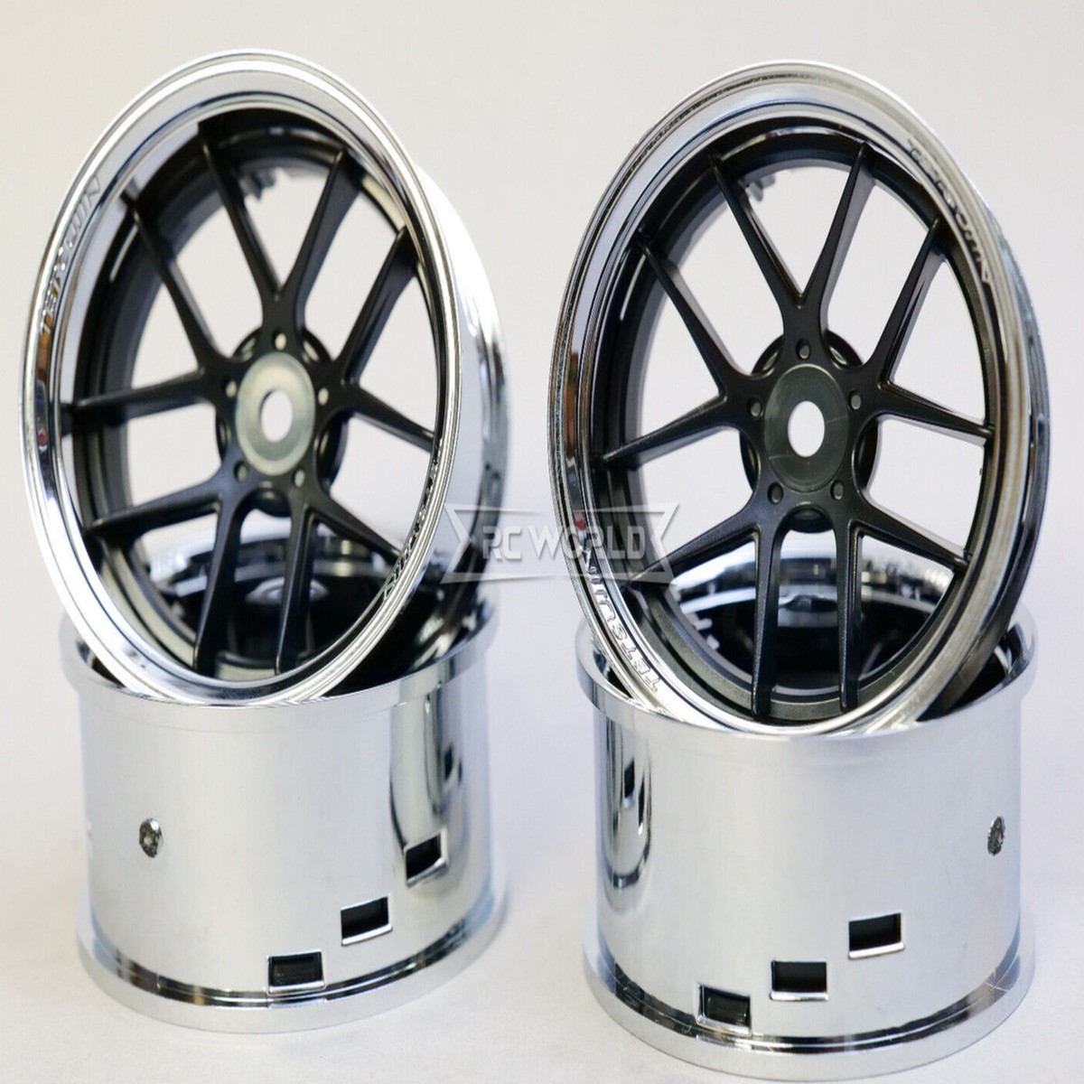 Tetsujin Wheel COMBO Jasmine Black + Chrome Lips Adj. Offset Rims (4PCS) TT-7652