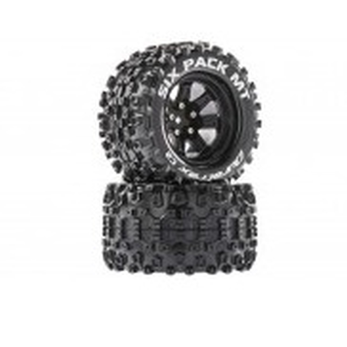 Six Pack MT 2.8 Mounted Black 14mm Hex (2) fits Granite Mega & BLX by Duratrax