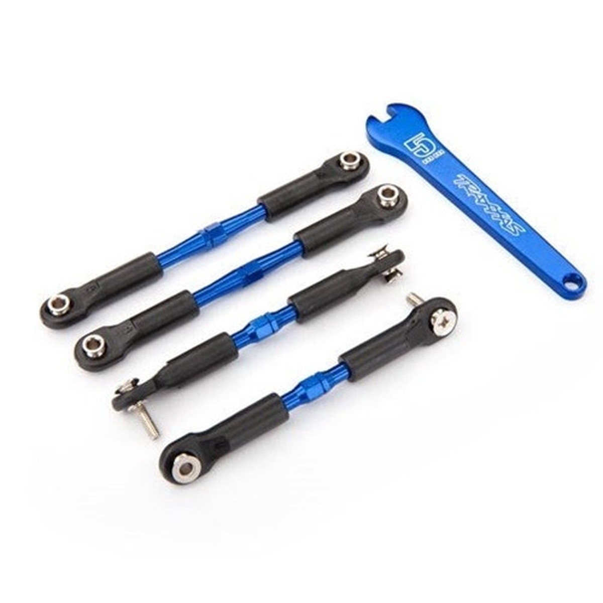 Traxxas 3741A - Turnbuckles aluminum (blue-anodized) camber links front 39mm (2) rear 49mm (2) (assembled w/rod ends & hollow balls)/ wrench