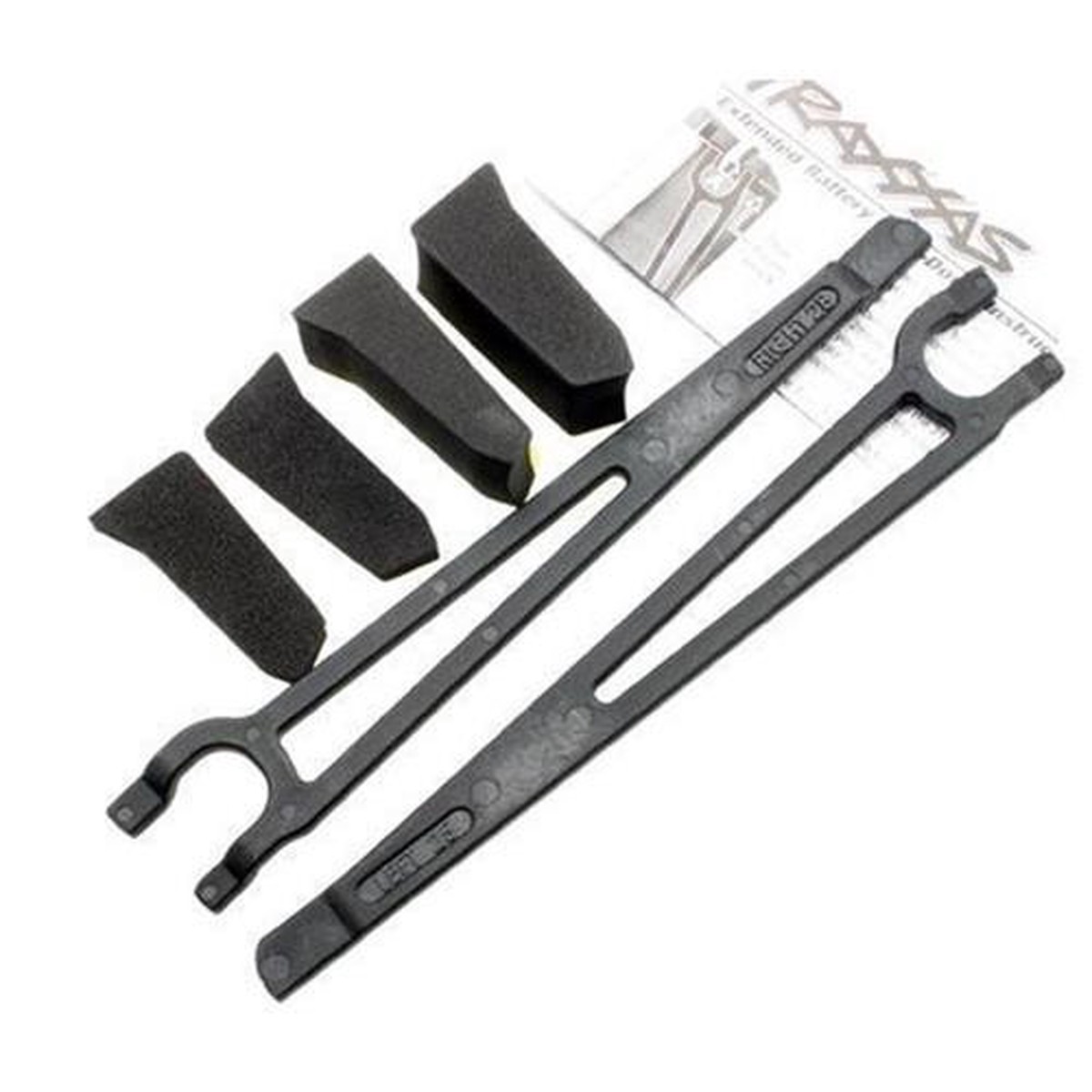 Traxxas 3927X - Hold Downs, Battery, Left & Right (2)/ Foam Spacers (4)