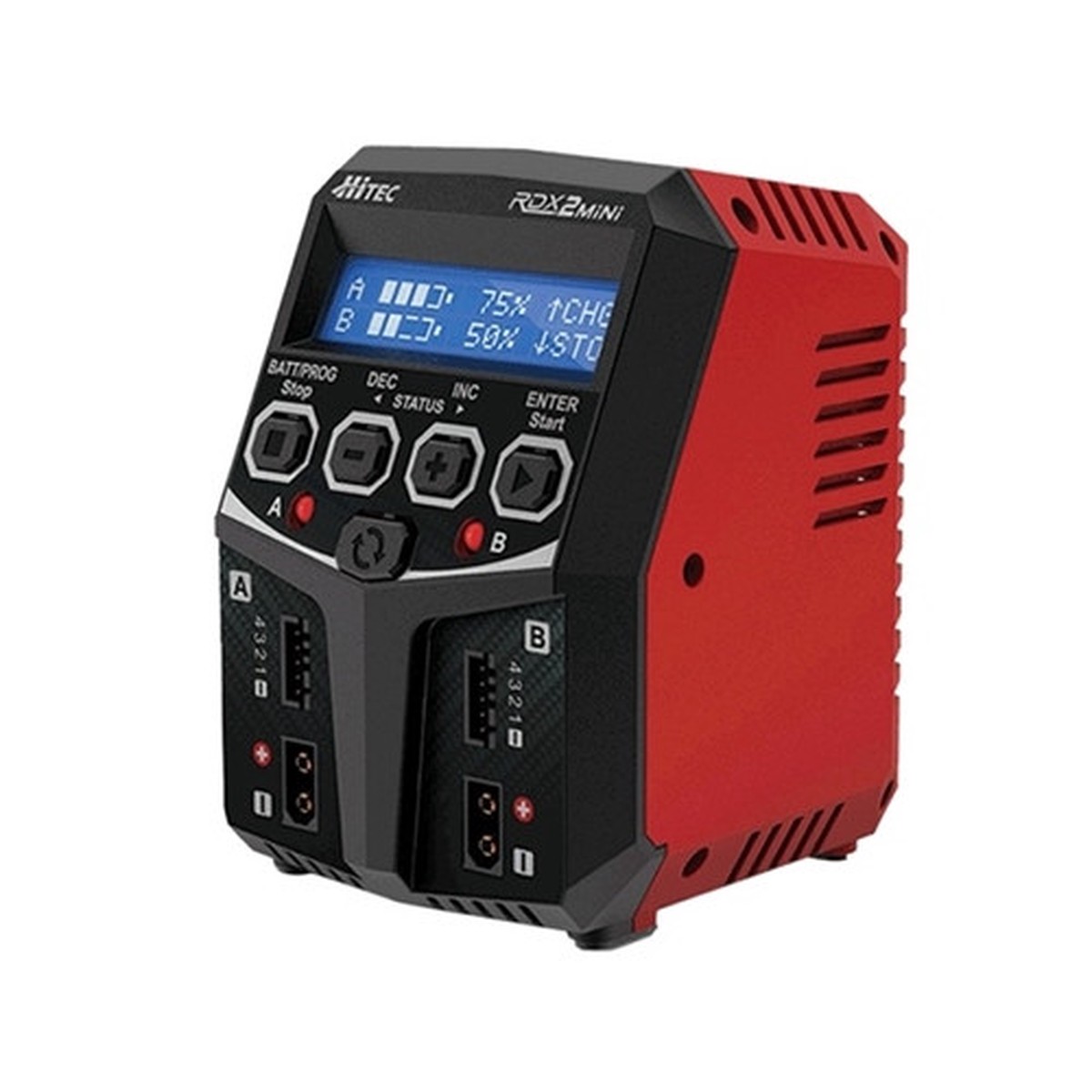 RDX2 Mini Battery Charger - Two Port, 2x50W AC Battery Charger 2-4S Lipo, 6-8s NiCd/NiMh by Hitec