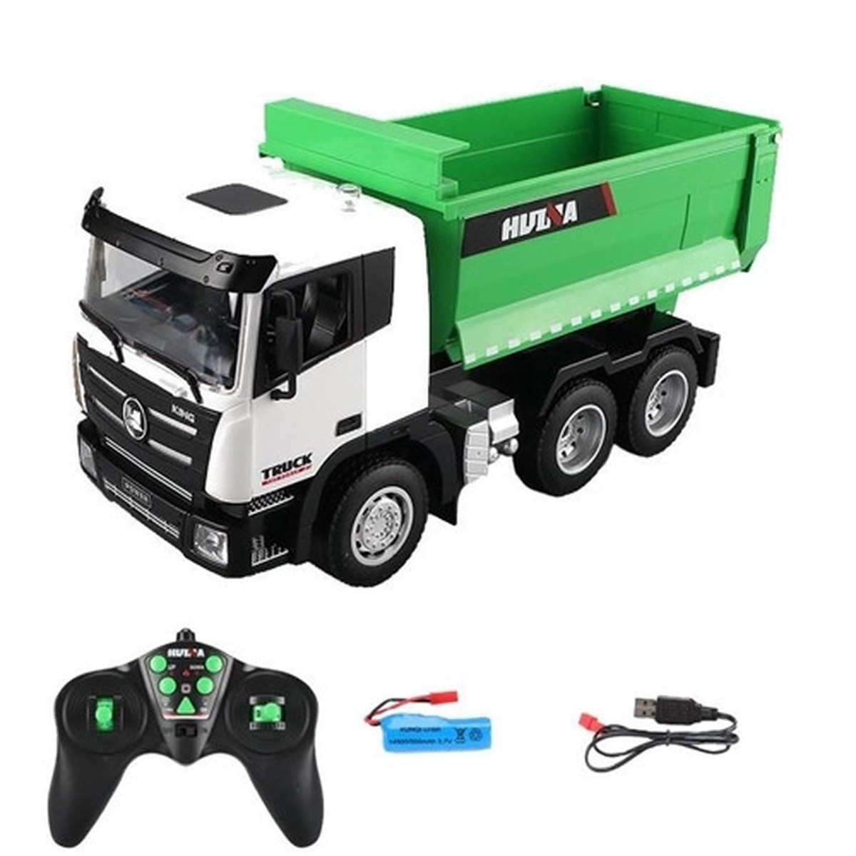 #1556 1:18 2.4G 6CH RC Dump truck White/Green