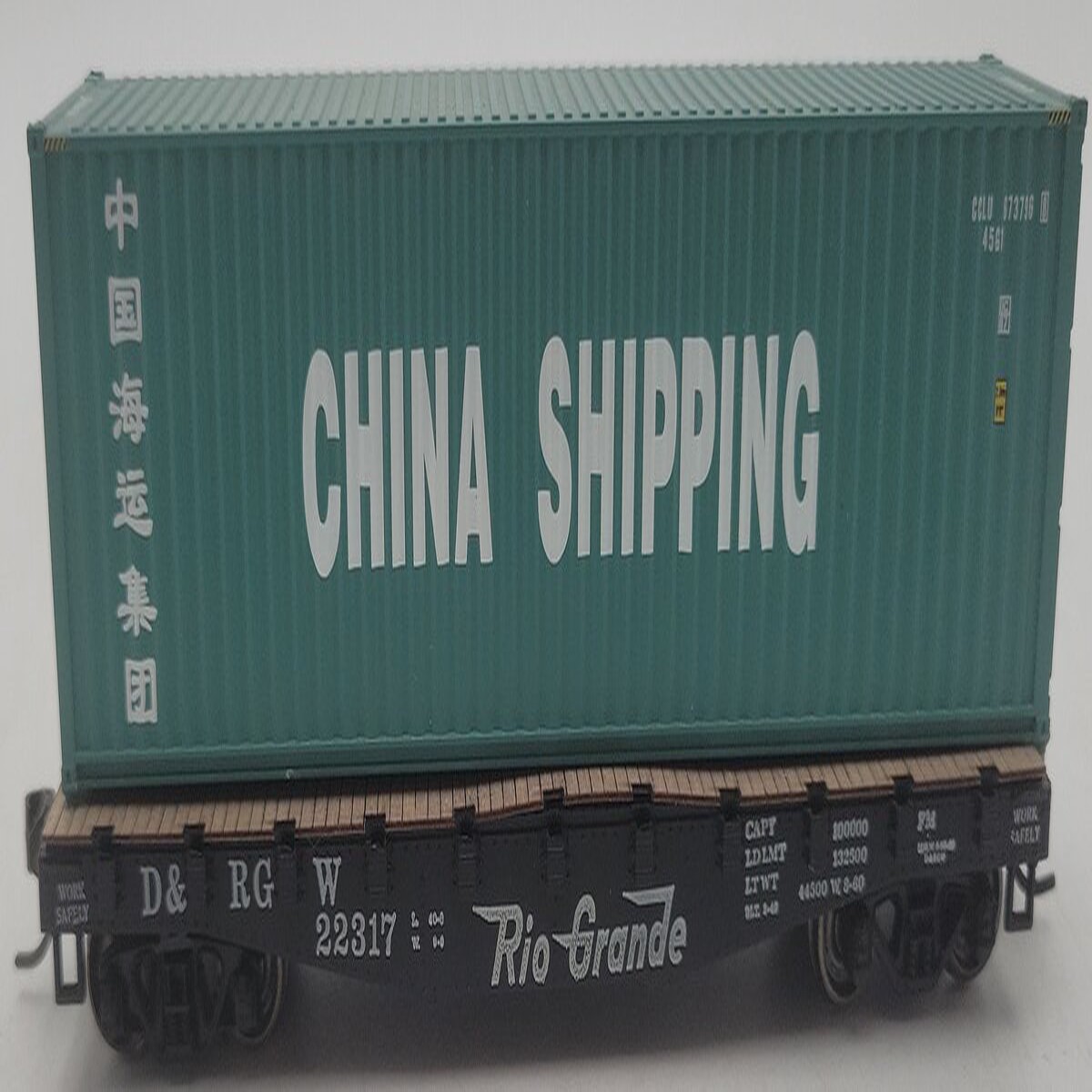 Athearn HO Scale D&RGW Flatcar #22317 W/ Shipping Container EX
