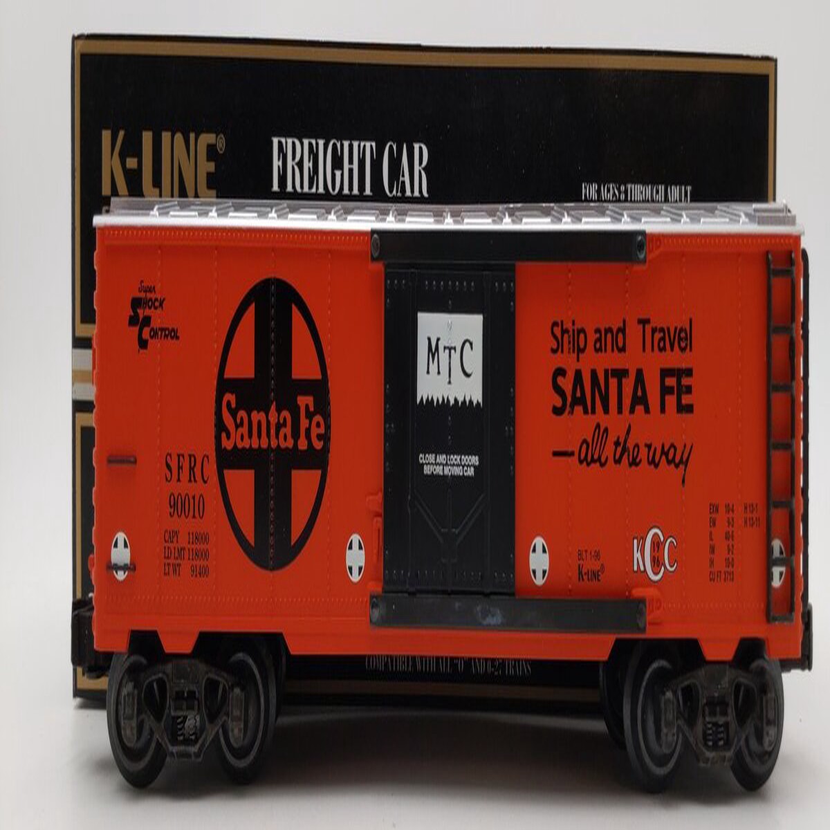 K-Line K-90010 O Gauge Santa Fe KCC 1996 Steel-Sided Reefer Car LN/Box