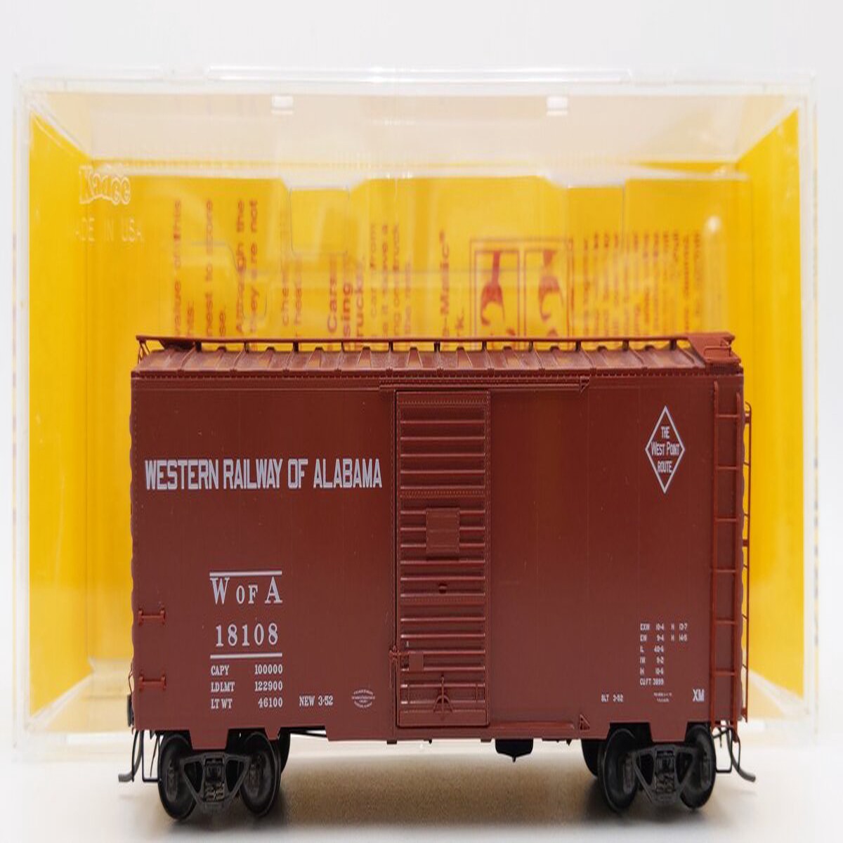 Kadee 4308 HO Western of Alabama 40' PS-1 Boxcar #18108 EX/Box