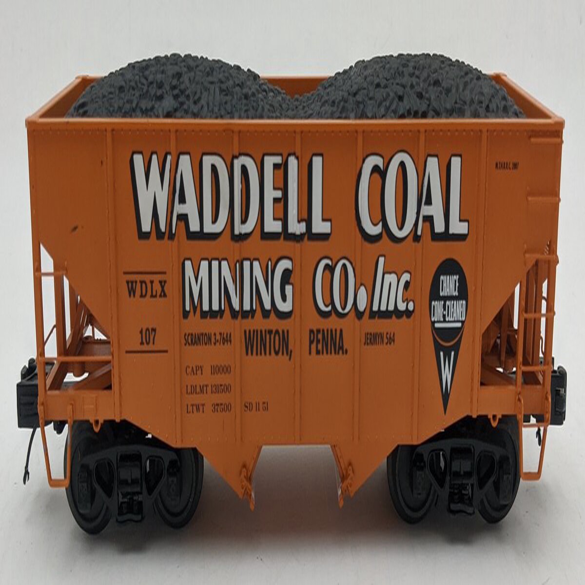MTH 20-97200 O Waddell Coal MTHRRC 2007 Fish Belly Hopper Car w/Load #107 VG