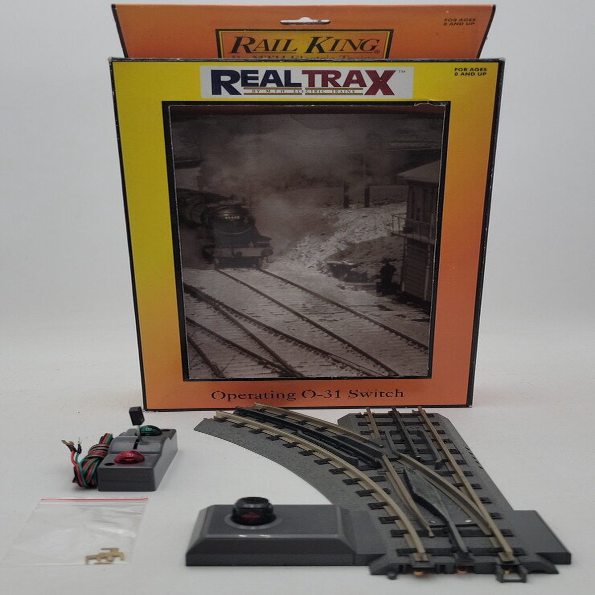 MTH 40-1005 O31 RealTrax Nickel Silver Left Hand Remote Switch Turnout EX/Box