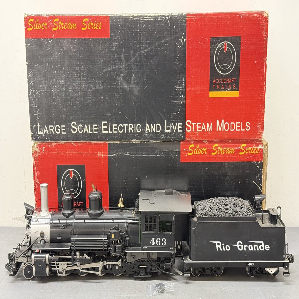 Accucraft AC88-140 1:20.3 Brass Rio Grande K-27 Steam Locomotive & Tender #463 EX/Box