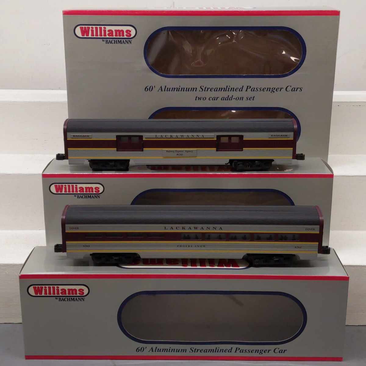 Williams 43015 Lackawanna 60 Ft. Streamline Passenger 2-Pack LN/Box