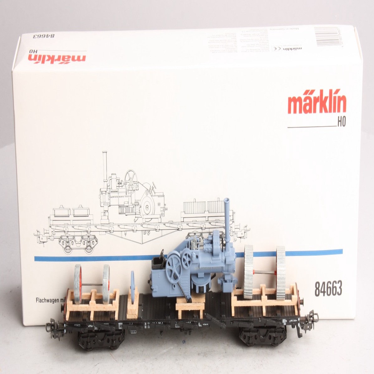 Marklin 84663 HO Scale Flatcar w/Locomobile as a Load LN/Box