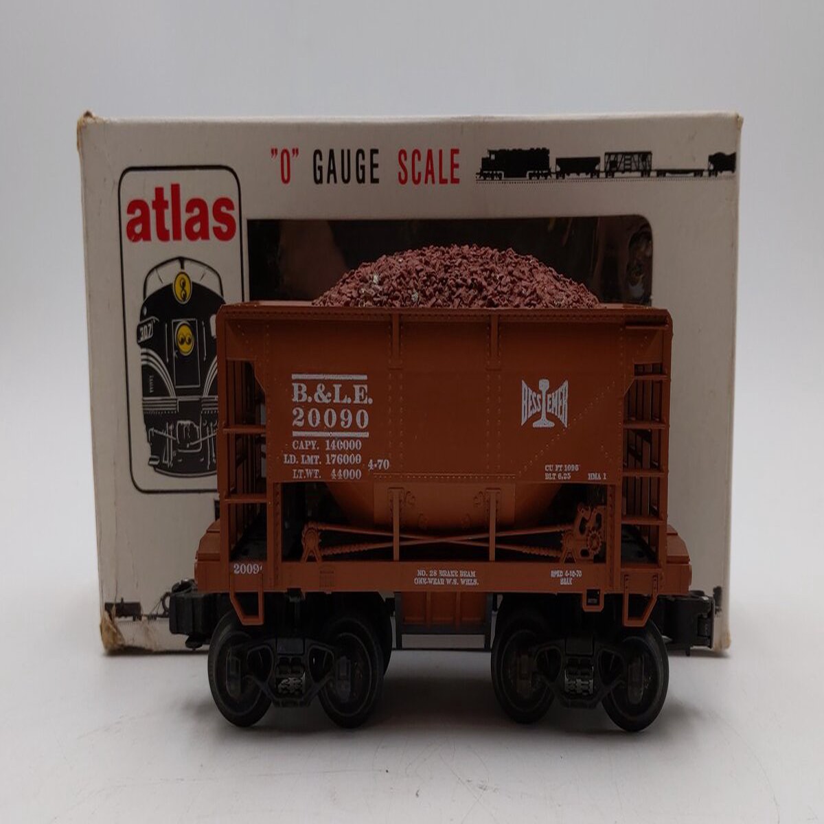 Atlas 6263 O Gauge Bessemer & Lake Erie 70-Ton Ore Car #20090 - 3 Rail EX/Box
