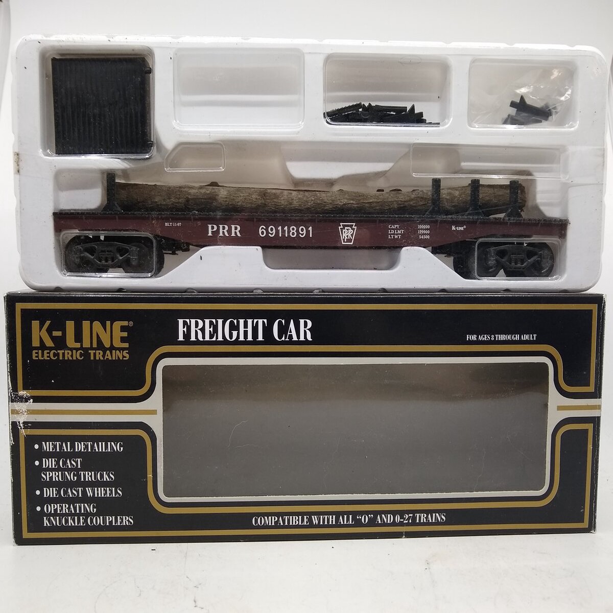 K-Line K691-1891 Pennsylvania Flatcar w/Stakes LN/Box