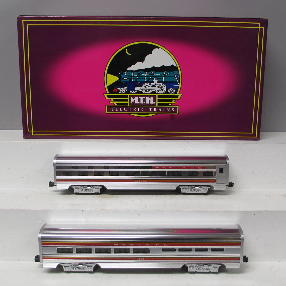 MTH 20-6122 O Gauge AT&SF "El Capitan" Sleeper/Diner Aluminum Passenger Car Set LN/Box