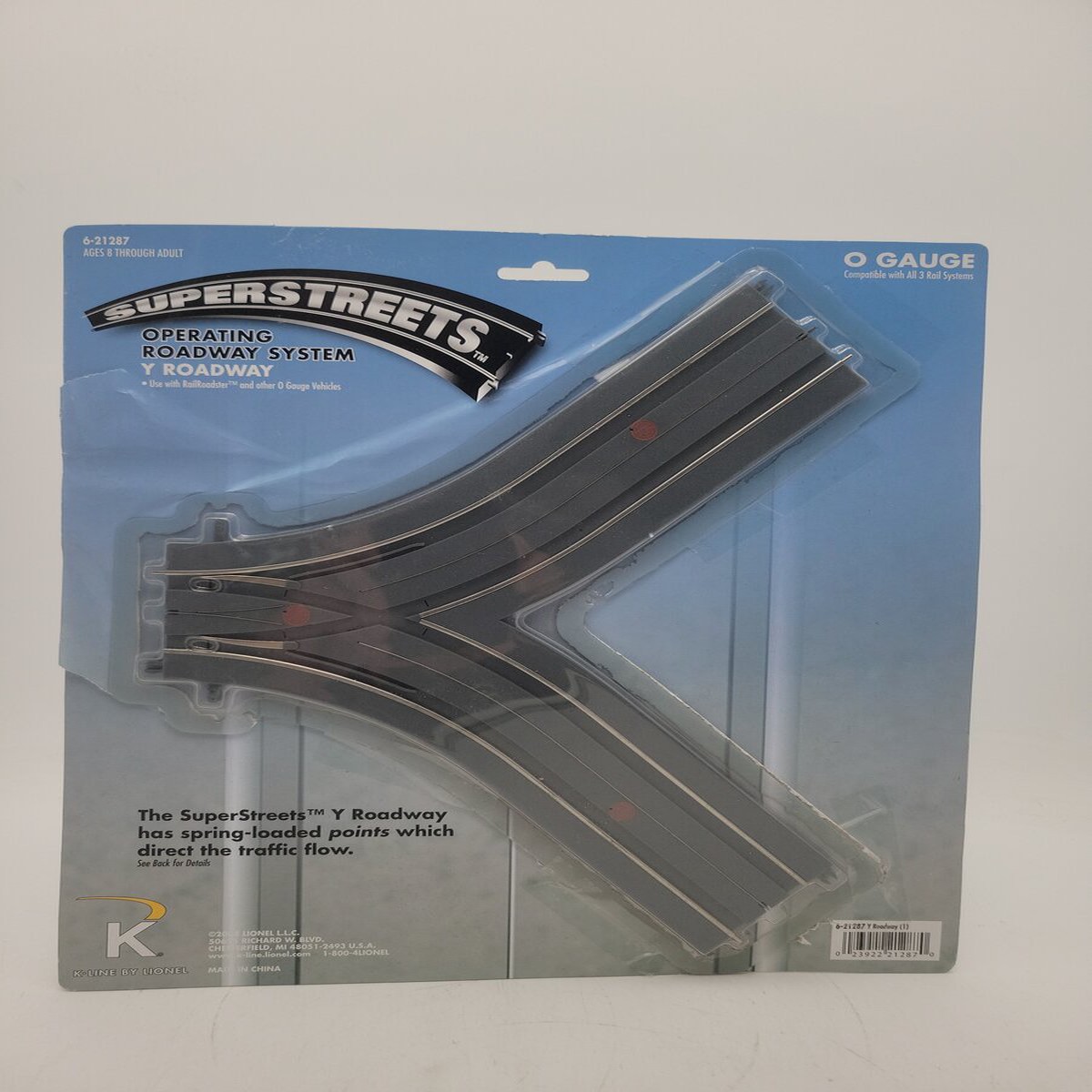 Lionel 6-21287 O Gauge SuperStreets "Y" Roadway Track Section EX/Box