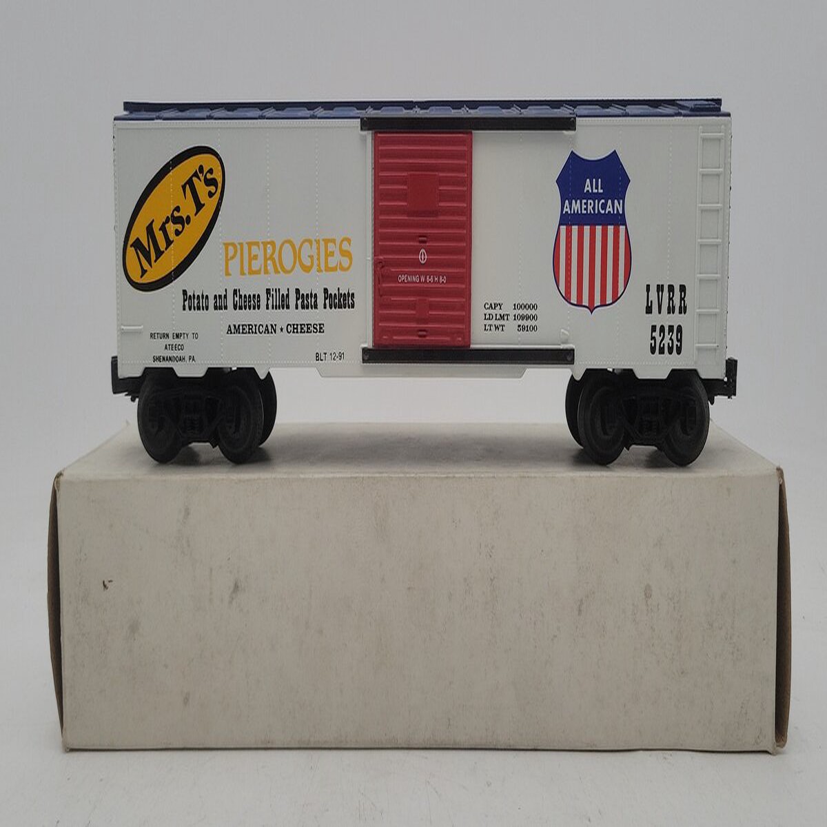KMT O Gauge Mrs. T's Pierogies Boxcar #5239 EX/Box