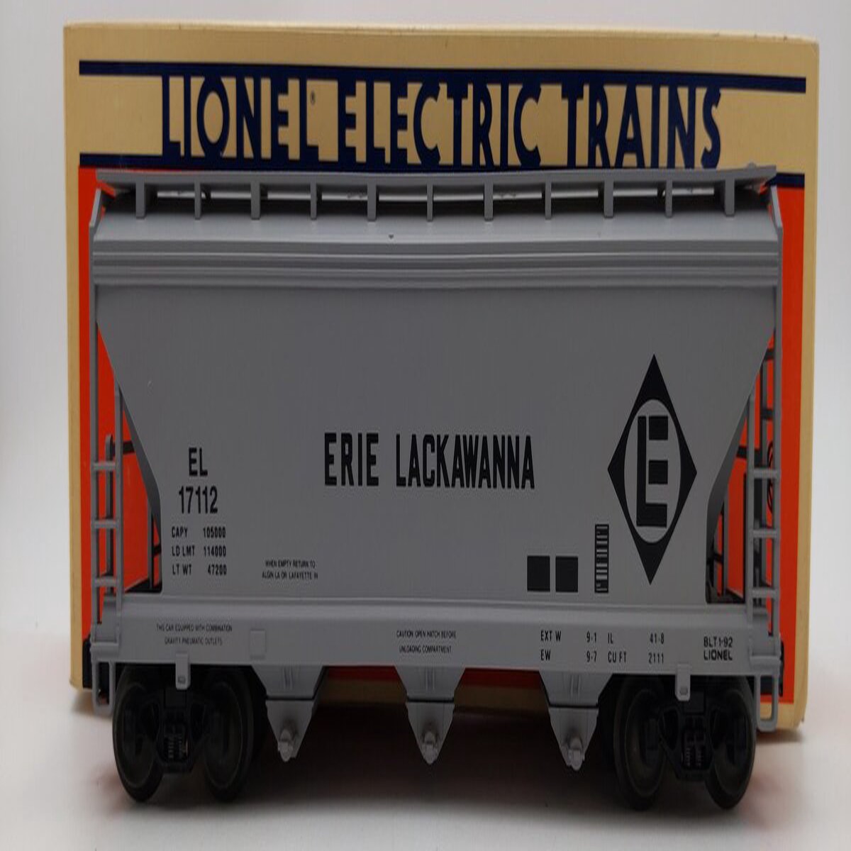 Lionel 6-17112 O Gauge Erie Lackawanna ACF Center Flow 3-Bay Hopper LN/Box