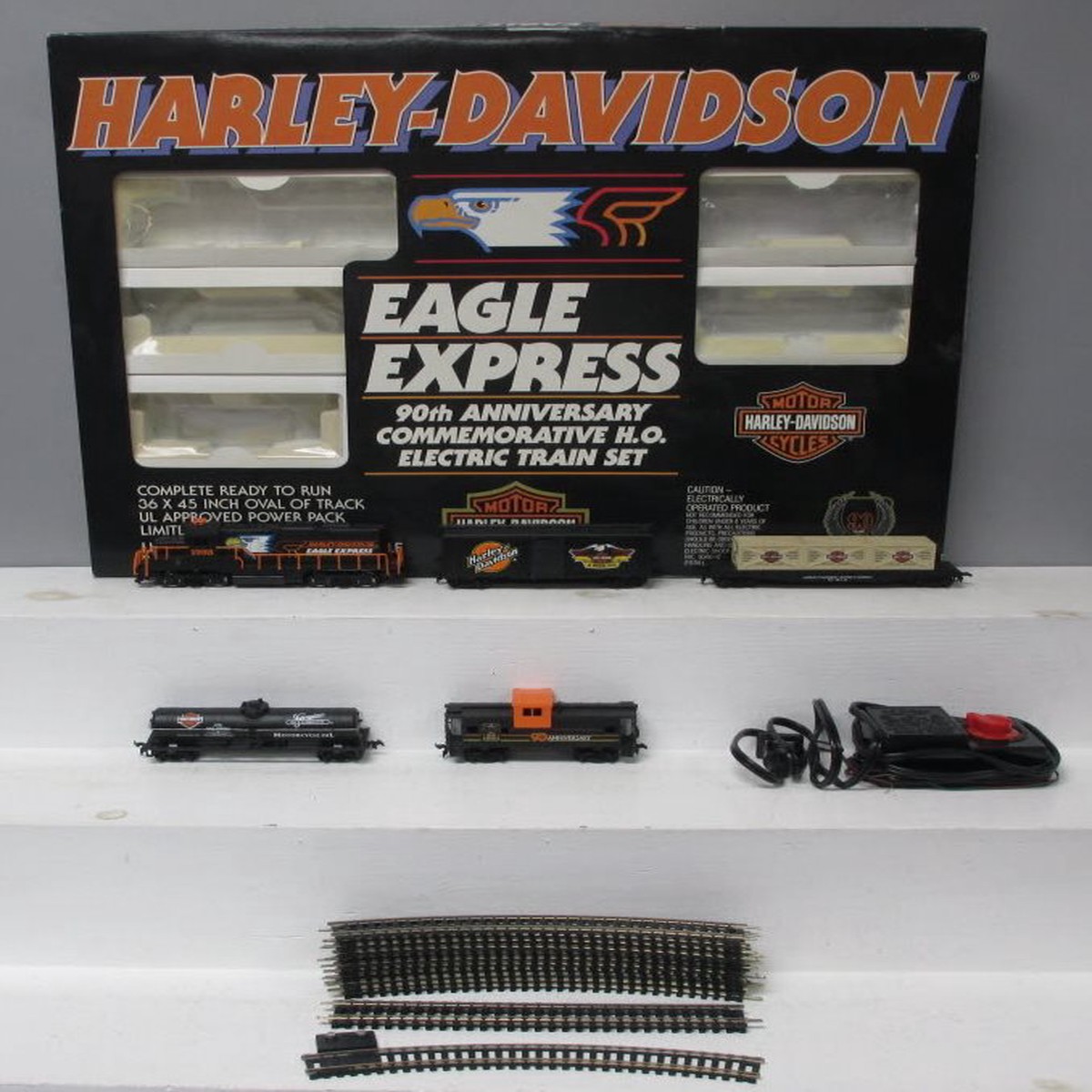 Harley Davidson HO Scale Eagle Express 90th Anniversary Electric Train Set LN/Box