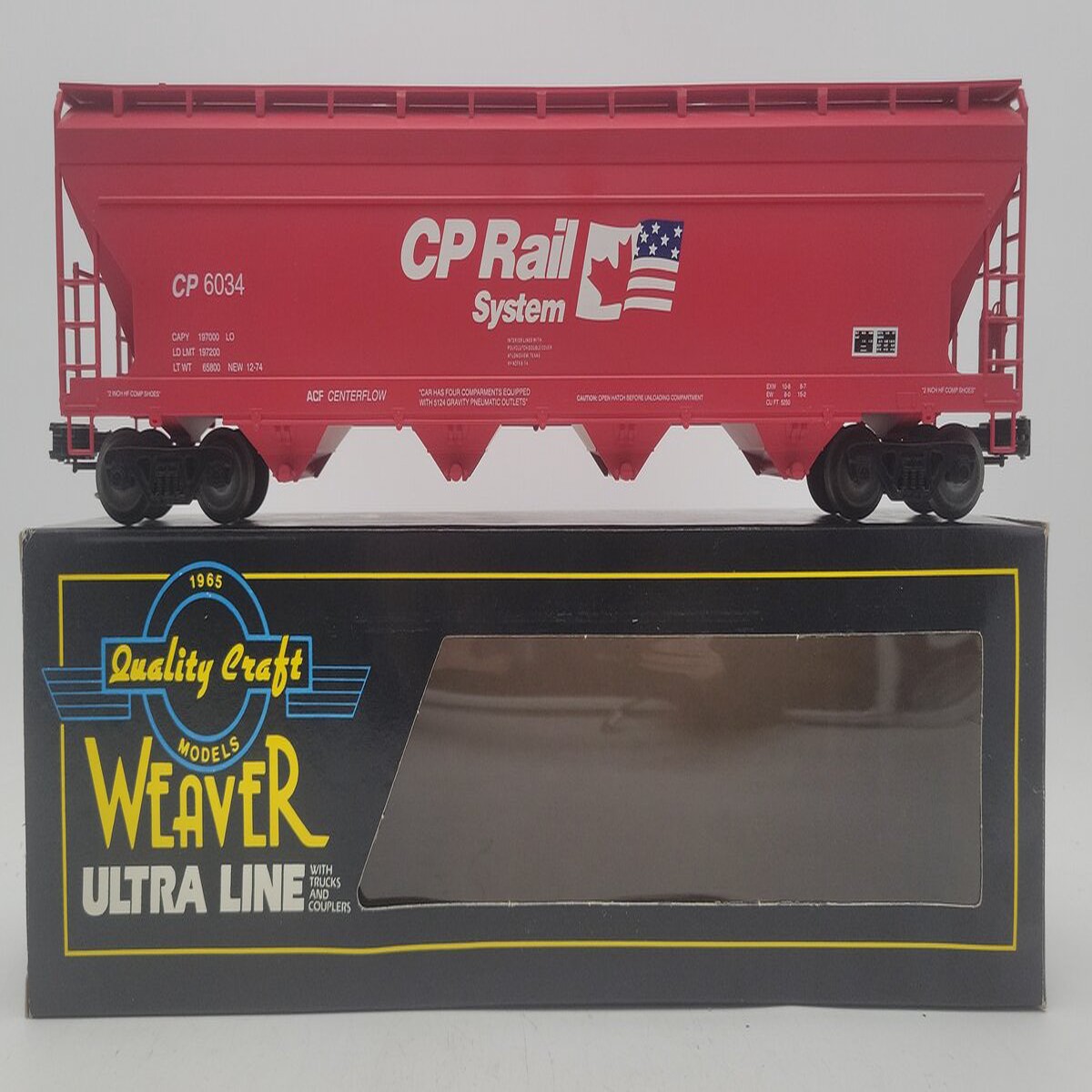 Weaver 6034 O Gauge Canadian Pacific Rail Hopper Car (3-Rail) EX/Box