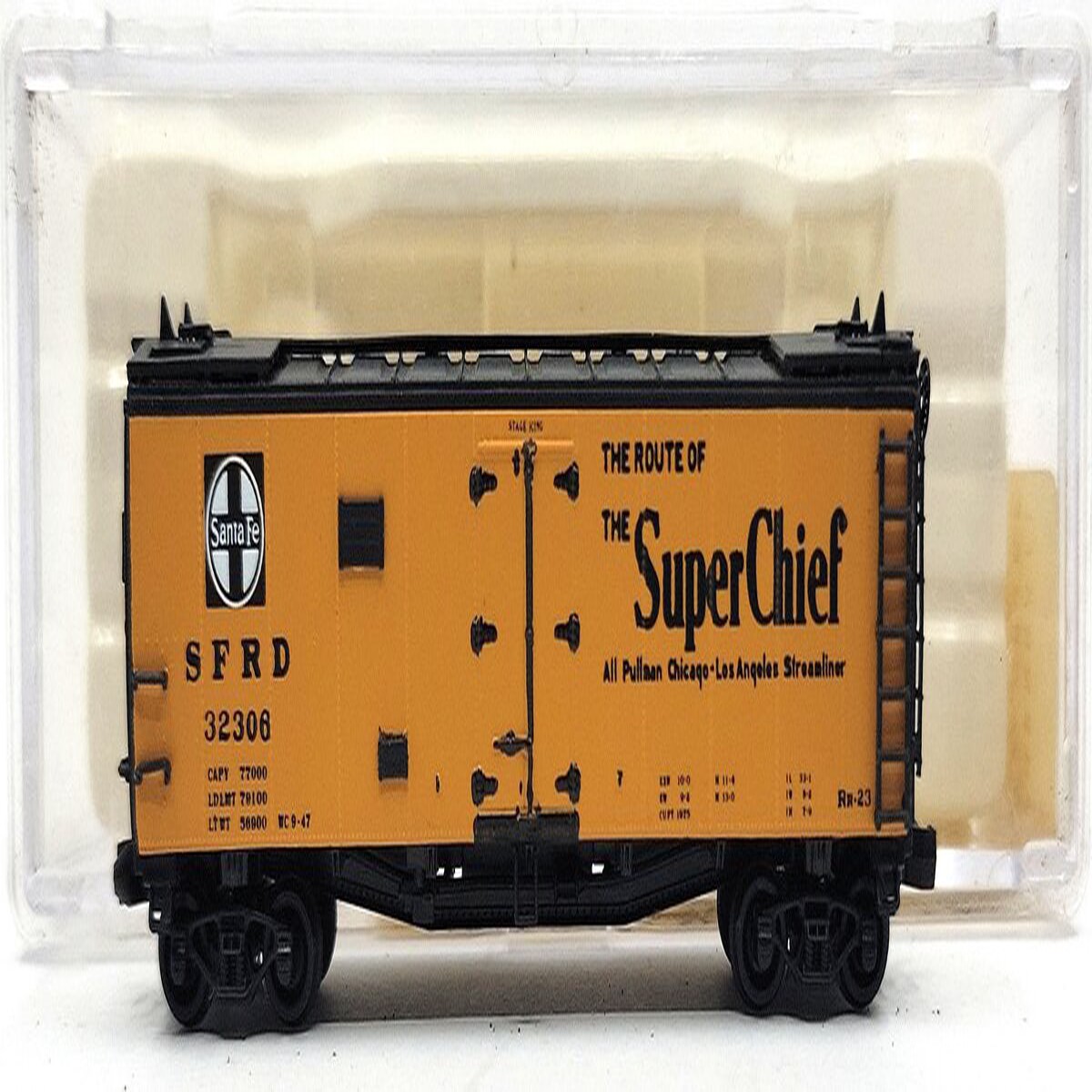 Tex-N-Rails 32306 N Scale Santa Fe "Super Chief Ship & Travel" Refrigerator Car LN/Box