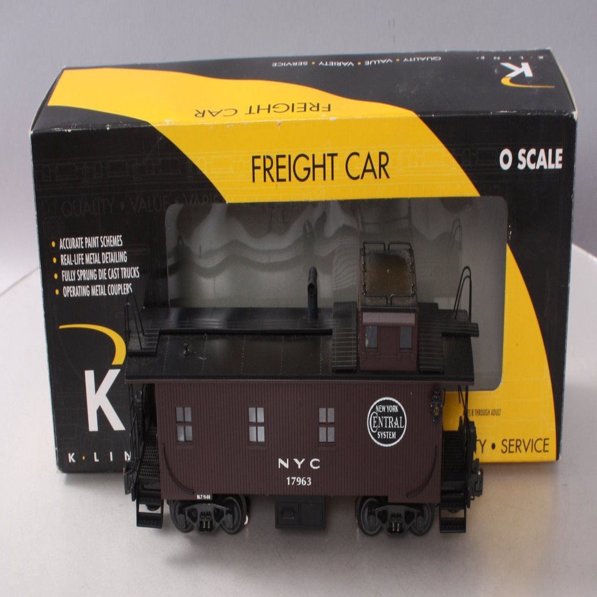 K-Line K616-1751 O Gauge New York Central Woodside Cupola Caboose #17963 w/Smoke LN/Box