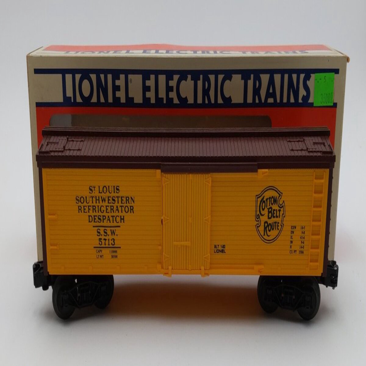 Lionel 6-5713 O Gauge SSW Cotton Belt Route Woodside Reefer Car EX/Box