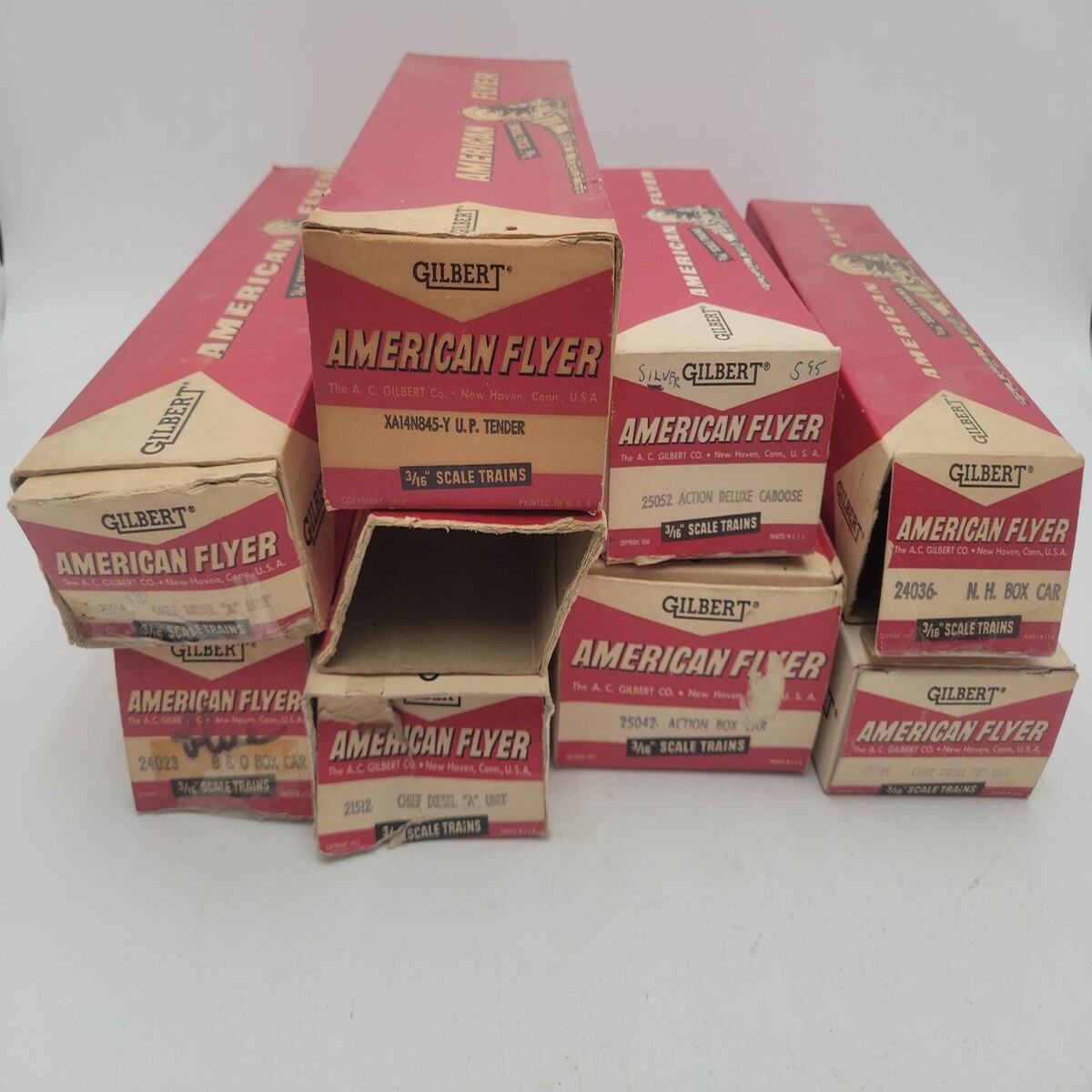 American Flyer Vintage S Assorted Empty Boxes: 24023, 21514, 21512, 25042 [8] VG/Box