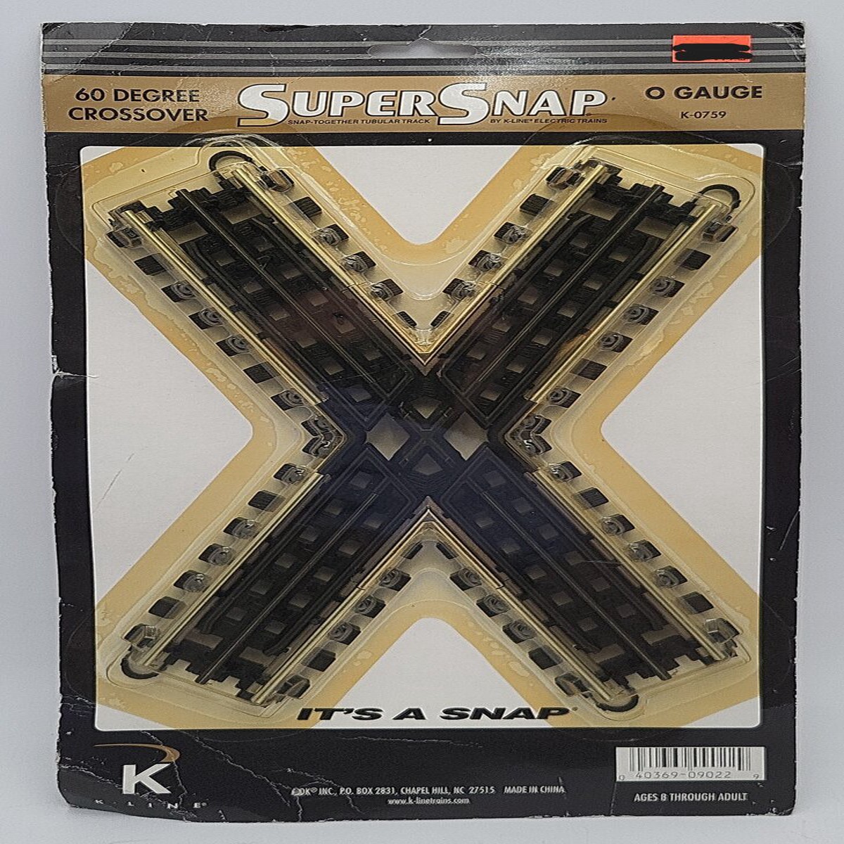 K-Line K-0759 O SuperSnap 60 Degree Crossover LN/Box